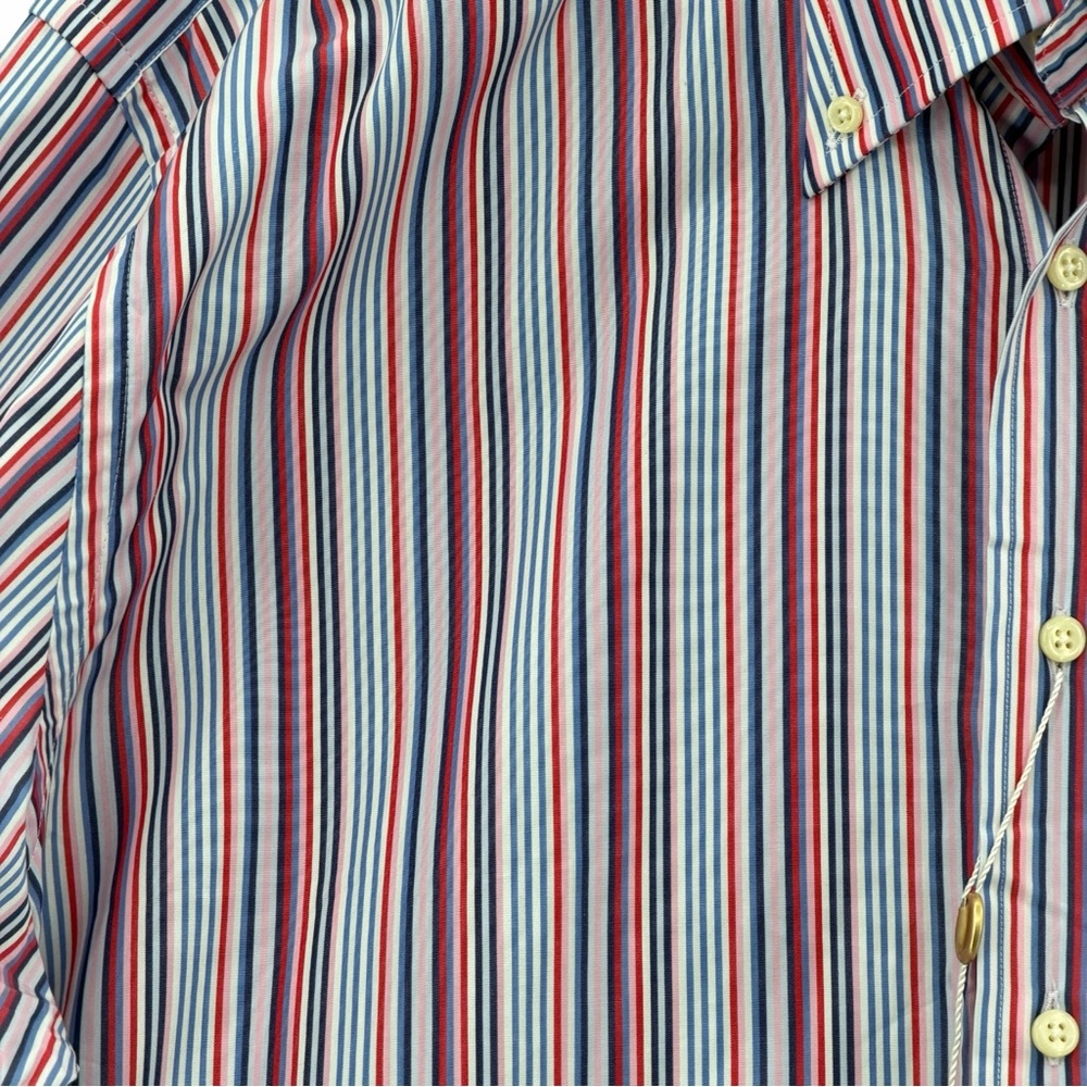 Peter Millar Multi Stripe Button Down Shirt Size 17 43 Classic Fit Cotton NWT - Picture 15 of 16